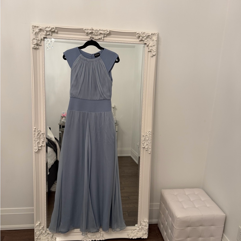 Elegant Sleeveless Blue Chiffon Maxi Dress by Giorgio Armani
